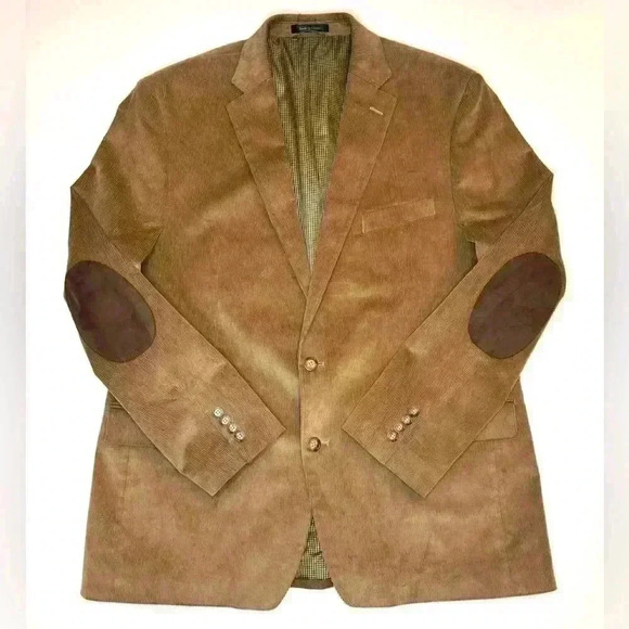 Chaps Men’s Corduroy Sport Coat Blazer Jacket Size-46L Tan Beige - Picture 6 of 9